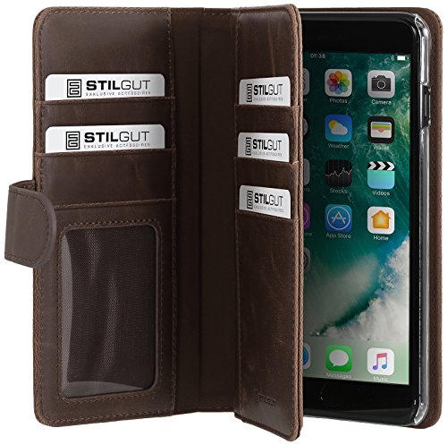 STILGUT Schutz-Hülle XL kompatibel mit iPhone 8 Plus/iPhone 7 Plus mit Kreditkarten-Fächern, Kaffee STILGUT Schutz-Hülle XL kompatibel mit iPhone 8 Plus/iPhone 7 Plus mit Kreditkarten-Fächern, Kaffee von STILGUT