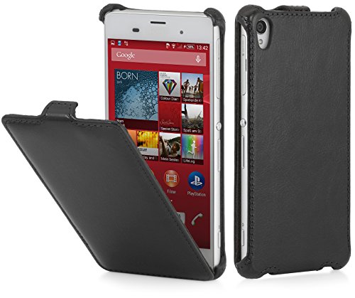 STILGUT Slim Case, Hülle kompatibel mit Sony Xperia Z3, schwarz Vintage von STILGUT