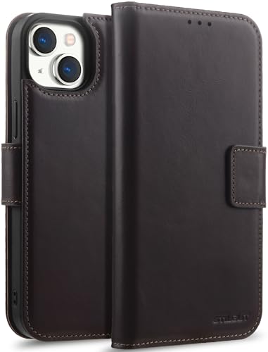 STILGUT Talis 2in1 passend für iPhone 15 Plus Hülle mit Kartenfach aus Leder und magnetisches abnehmbares Case, kompatibel mit MagSafe, Wallet Case, Handyhülle mit Fächern – Braun von STILGUT