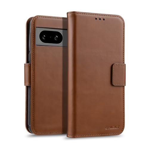 STILGUT Talis Hülle kompatibel mit Google Pixel 8 Pro Lederhülle mit Kartenfach und magnetisches abnehmbares Case, kompatibel mit MagSafe, Wallet Case - Cognac von STILGUT