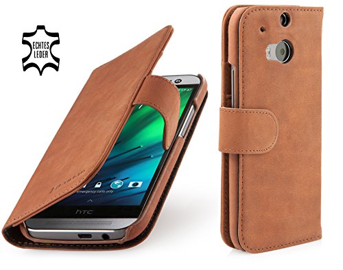 STILGUT Talis Schutz-Hülle für HTC One M8 mit Kreditkarten-Fächern aus echtem Leder. Seitlich aufklappbares Flip Case in Handarbeit gefertigt für HTC One M8, Cognac Vintage STILGUT Talis Schutz-Hülle für HTC One M8 mit Kreditkarten-Fächern aus echtem Leder. Seitlich aufklappbares Flip Case in Handarbeit gefertigt für HTC One M8, Cognac Vintage von STILGUT