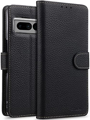 STILGUT Talis kompatibel mit Google Pixel 7 Pro Hülle mit Kartenfach aus Leder, Wallet Case, Lederhülle mit Fächern, Standfunktion & Verschluss - Schwarz von STILGUT