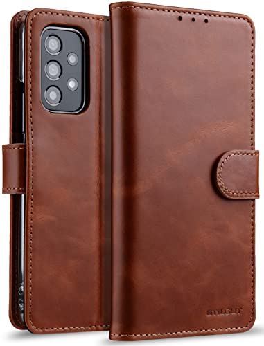 STILGUT Talis kompatibel mit Samsung Galaxy A53 5G Hülle mit Kartenfach aus Leder, Wallet Case, Lederhülle mit Fächern & Standfunktion – Cognac von STILGUT