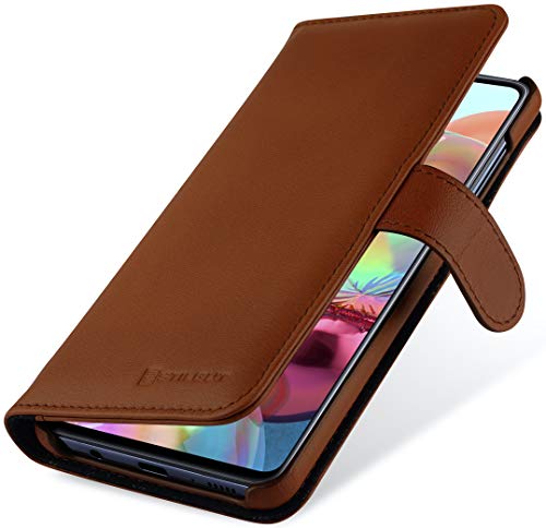 STILGUT Talis kompatibel mit Samsung Galaxy A71 Hülle mit Kartenfach aus Leder, Wallet Case, Lederhülle mit Fächern & Magnet-Verschluss - Braun Antik von STILGUT