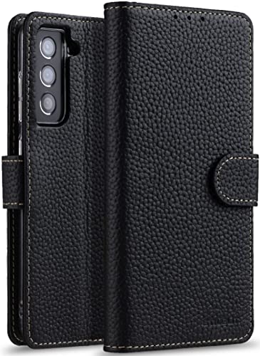 STILGUT Talis kompatibel mit Samsung Galaxy S21 FE 5G Hülle mit Kartenfach aus Leder, Wallet Case, Lederhülle mit Fächern & Standfunktion – Schwarz von STILGUT