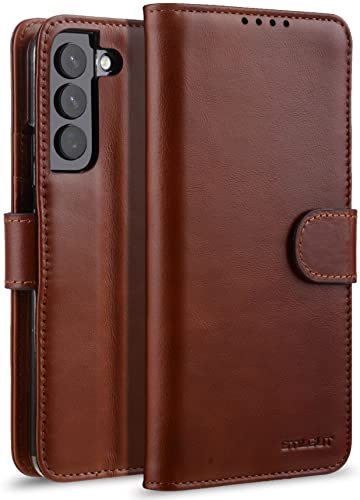 STILGUT Talis kompatibel mit Samsung Galaxy S22 Plus Hülle mit Kartenfach aus Leder, Wallet Case, Lederhülle mit Fächern & Standfunktion - Cognac von STILGUT