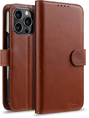 STILGUT Talis kompatibel mit iPhone 14 Pro Max (6.7“) Hülle mit Kartenfach aus Leder, Handyhülle mit Fächern, Standfunktion & Verschluss - Cognac von STILGUT