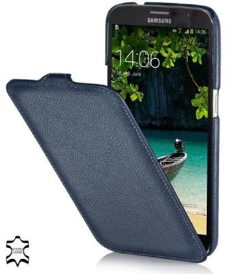 STILGUT UltraSlim Case, Exklusive Ledertasche für Samsung Galaxy Mega 6.3 i9200 Mega LTE i9205 i9208, Navyblau von STILGUT