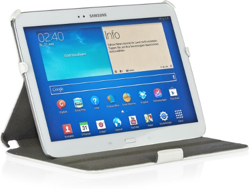 STILGUT UltraSlim Case, Tasche mit Stand- und Präsentationsfunktion passend für Samsung Galaxy Tab 3 10.1, weiß Vintage von STILGUT