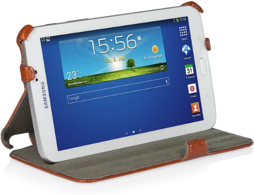 STILGUT UltraSlim Case, Tasche mit Stand- und Präsentationsfunktion passend für Samsung Galaxy Tab 3 7.0, Cognac Vintage von STILGUT