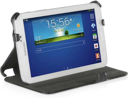 STILGUT UltraSlim Case, Tasche mit Stand- und Präsentationsfunktion passend für Samsung Galaxy Tab 3 7.0, schwarz Vintage von STILGUT