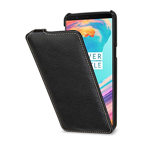 STILGUT UltraSlim Case Hülle Leder-Tasche kompatibel mit OnePlus 5T, Schwarz von STILGUT