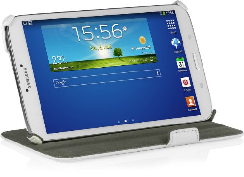 STILGUT UltraSlim Case V2, Tasche mit Stand- und Präsentationsfunktion kompatibel mit Samsung Galaxy Tab 3 8.0, weiß von STILGUT