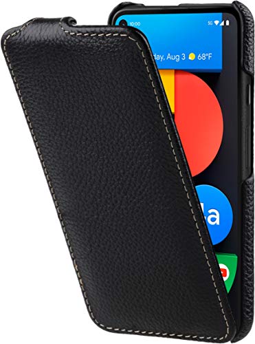 STILGUT UltraSlim kompatibel mit Google Pixel 4a 5G Hülle - Pixel 4a 5G Flip Case aus Leder, Klapphülle, Handyhülle, Lederhülle - Schwarz von STILGUT