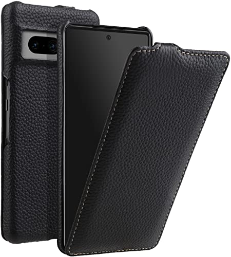 STILGUT UltraSlim kompatibel mit Google Pixel 7 Pro Hülle - Pixel 7 Pro Flip Case aus Leder, Klapphülle, Handyhülle, Lederhülle - Schwarz von STILGUT