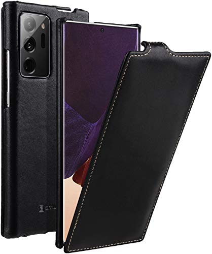 STILGUT UltraSlim kompatibel mit Samsung Galaxy Note 20 Ultra Hülle aus Leder - Samsung Note 20 Ultra Flip Case, Klapphülle, Handyhülle, Lederhülle - Schwarz Nappa von STILGUT