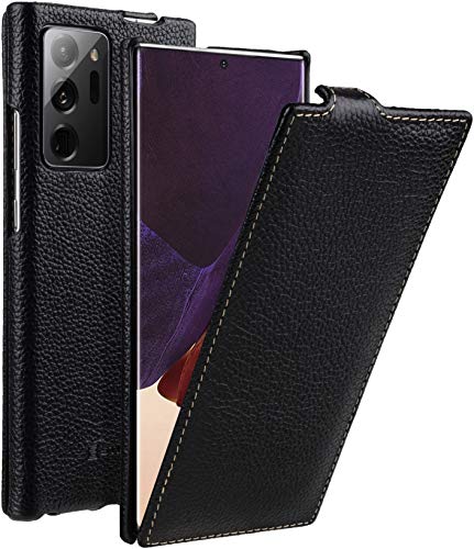 STILGUT UltraSlim kompatibel mit Samsung Galaxy Note 20 Ultra Hülle aus Leder - Samsung Note 20 Ultra Flip Case, Klapphülle, Handyhülle, Lederhülle - Schwarz von STILGUT