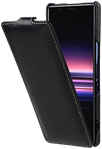 STILGUT UltraSlim kompatibel mit Sony Xperia 5 II Hülle aus Leder - Xperia 5 II Flip Case, Klapphülle, Handyhülle, Lederhülle - Schwarz von STILGUT