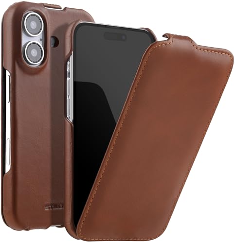 STILGUT UltraSlim passend für iPhone 16 Hülle - iPhone 16 Flip Case kompatibel mit MagSafe aus Leder, Klapphülle, Handyhülle, Lederhülle - Cognac STILGUT UltraSlim passend für iPhone 16 Hülle - iPhone 16 Flip Case kompatibel mit MagSafe aus Leder, Klapphülle, Handyhülle, Lederhülle - Cognac von STILGUT