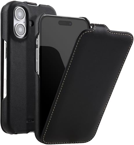 STILGUT UltraSlim passend für iPhone 16 Plus Hülle - iPhone 16 Plus Flip Case kompatibel mit MagSafe aus Leder, Klapphülle, Handyhülle, Lederhülle - Schwarz Nappa STILGUT UltraSlim passend für iPhone 16 Plus Hülle - iPhone 16 Plus Flip Case kompatibel mit MagSafe aus Leder, Klapphülle, Handyhülle, Lederhülle - Schwarz Nappa von STILGUT