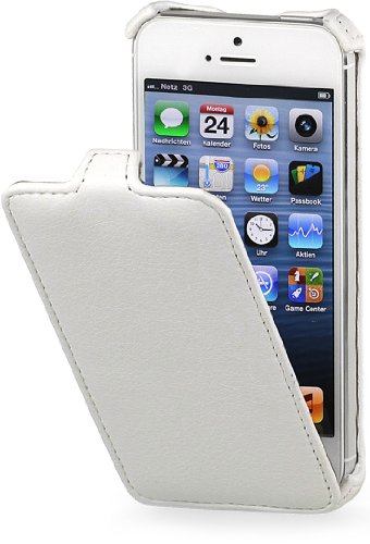 STILGUT vertikale Hülle kompatibel mit iPhone 5/5s/iPhone SE, Weiß von STILGUT