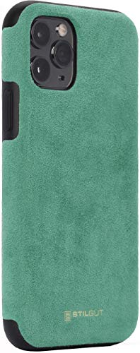 STILGUT Alcantara entwickelt für iPhone 11 Pro Hülle - iPhone 11 Pro Case Lederoptik, Bumper aus TPU und Alcantara, grün von STILGUT
