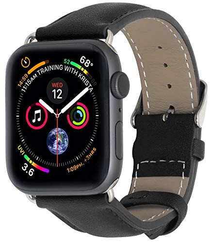 StilGut Armband kompatibel mit Apple Watch Lederarmband 38mm/40mm - Apple Watch Armband aus Leder für Apple Watch SE/6/5/4/3/2/1 in 38mm & 40mm – Schwarz von STILGUT