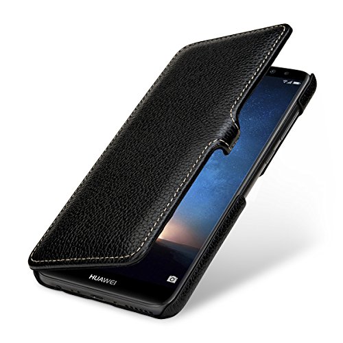 StilGut Book Type Case, Hülle Leder-Tasche für Huawei Mate 10 Lite. Seitlich klappbares Flip-Case aus Echtleder mit Clip für das Original Huawei Mate 10 Lite, Schwarz von STILGUT