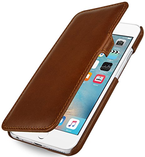 StilGut Book Type Case mit Clip, Hülle Leder-Tasche für iPhone 6s Plus. Seitlich klappbares Flip-Case aus Echtleder für Das Original iPhone 6s Plus (5,5 Zoll), Cognac von STILGUT