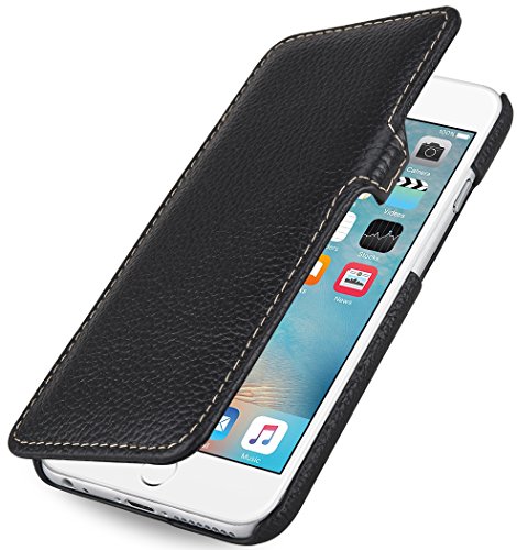 StilGut Book Type Case mit Clip, Hülle Leder-Tasche für iPhone 6s Plus. Seitlich klappbares Flip-Case aus Echtleder für das Original iPhone 6s Plus (5,5 Zoll), Schwarz von STILGUT