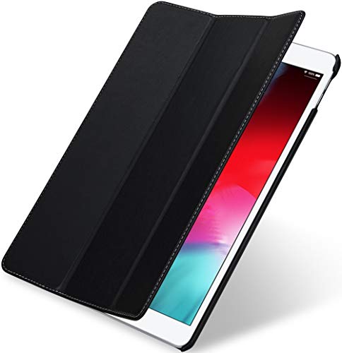 StilGut Couverture entwickelt für iPad Air 2019 Hülle - iPad Air 3 Hülle aus Leder mit Smart Cover + Standfunktion, Lederhülle, Case - Schwarz Nappa von STILGUT