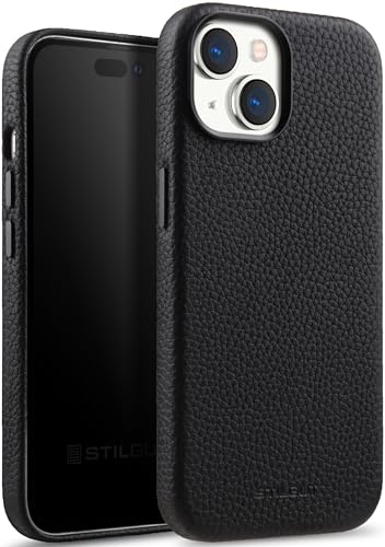 STILGUT Cover kompatibel mit iPhone 15 Plus Hülle aus Leder - Case aus Leder Kompatibel mit MagSafe mit Tasten & Kameraeinfassung aus Metall, Ledercase - Schwarz STILGUT Cover kompatibel mit iPhone 15 Plus Hülle aus Leder - Case aus Leder Kompatibel mit MagSafe mit Tasten & Kameraeinfassung aus Metall, Ledercase - Schwarz von STILGUT