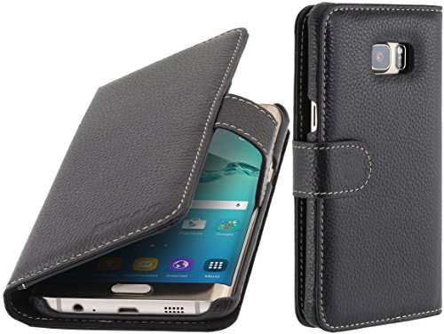 StilGut Talis, Hülle aus Leder mit Kreditkartenfach für Samsung Galaxy S6 Edge+, Schwarz von STILGUT