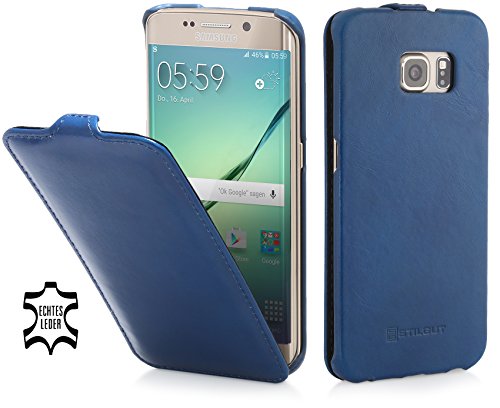 StilGut UltraSlim Case, Hülle Tasche aus Leder für Samsung Galaxy S6 Edge, Nachtblau von STILGUT