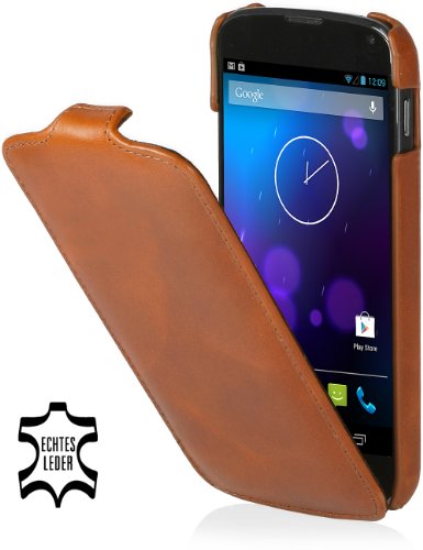 StilGut UltraSlim Case, Tasche aus echtem Leder für Google Nexus 4 / LG E960, Cognac von STILGUT