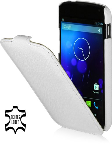 StilGut UltraSlim Case, Tasche aus echtem Leder für Google Nexus 4 / LG E960, Weiß von STILGUT