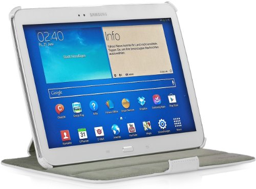 StilGut UltraSlim Case V2, Tasche mit Stand- und Präsentationsfunktion passend für Samsung Galaxy Tab 3 10.1, weiß von STILGUT