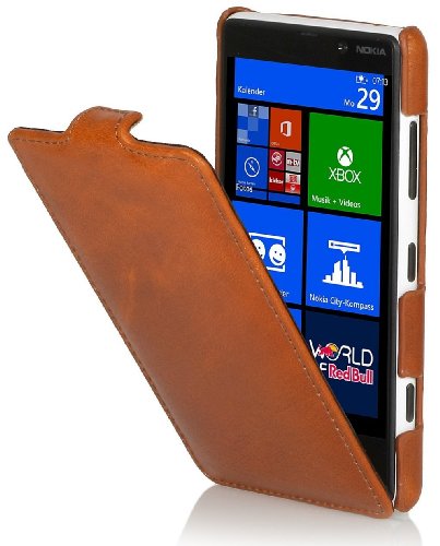 StilGut Ultraslim Case, Tasche aus Leder kompatibel mit Nokia Lumia 820, Cognac von STILGUT
