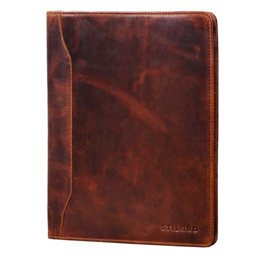 STILORD 'Scott' Vintage Dokumentenmappe Echtes Leder Schreibmappe 12,2 Zoll DIN A4 Hochwertige Aktenmappe mit Reißverschluss, Farbe:Kara - Cognac STILORD 'Scott' Vintage Dokumentenmappe Echtes Leder Schreibmappe 12,2 Zoll DIN A4 Hochwertige Aktenmappe mit Reißverschluss, Farbe:Kara - Cognac von STILORD