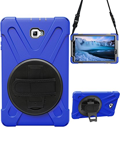 STLDM Schutzhülle für Galaxy Tab A 10,1 Zoll (25,7 cm), strapazierfähig, stoßfest, dreilagig, Hybrid-Schutzhülle für Samsung Galaxy Tab A 25,7 cm (10,1 Zoll), mit Standfunktion, Schultergurt blau blau von STLDM