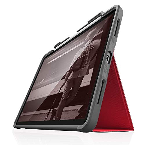 STM Bags Dux Plus Case Folio Schutzhülle für Apple iPad Air 10,9" (2022 & 2020) - rot/transparent [Apple Pencil Halterung I Militär Standard I Wasserabweisend I Standfunktion I wake/sleep] von STM Goods