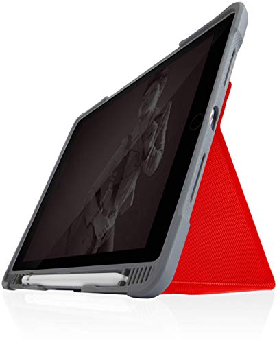 STM Bags Dux Plus DUO Case für Apple iPad 10,2" (2019 & 2020) - rot/transparent [Militär Standard I Apple Pencil / Logitech Crayon Fach I Wasserabweisend I Standfunktion I Wake/sleep] von STM Bags