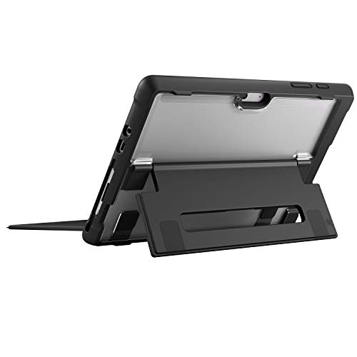 STM Bags Dux Case Schutzhülle für Microsoft Surface Go / Surface Go 2 - schwarz/transparent [Militär Standard I Surface Pen Fach I Transparente Rückseite I Standfunktion I Type Cover kompatibel] von STM