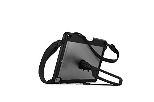 STM Bags Dux Grip Case - Schutzhülle mit Handschlaufe für das Apple iPad 10,2" (2021-2019) schwarz/transparent (360° drehbar, Abnehmbarer Schultergurt, Apple Pencil Fach, Passgenaue Aussparungen) von STM