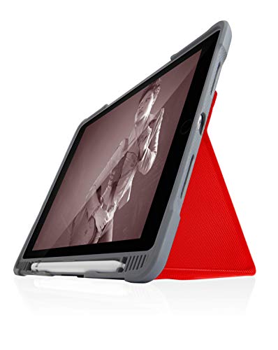 STM Bags Dux Plus Case Folio Schutzhülle für Apple iPad 9,7" (2017 & 2018) - rot/transparent [Militär Standard / Apple Stylus Fach/ Wasserabweisend / Standfunktion / wake/sleep] - STM-222-165JW-02 von STM