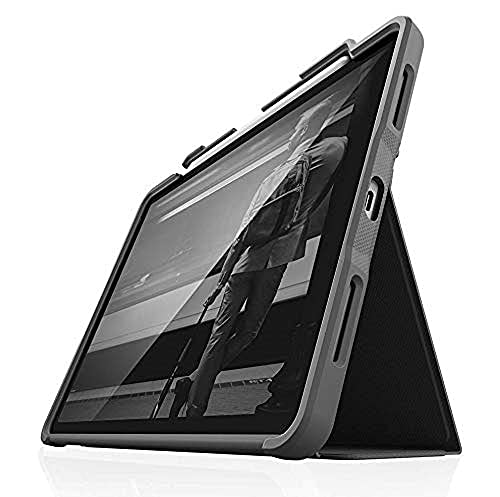 STM Bags Dux Plus Case Folio Schutzhülle für Apple iPad Air 10,9" (2022 & 2020) - schwarz/transparent [Apple Pencil Halterung I Militär Standard I Wasserabweisend I Standfunktion I wake/sleep] von STM