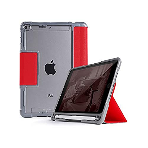 STM Bags Dux Plus DUO Case für Apple iPad mini 5 (2019) / iPad mini 4 - rot/transparent [Militär Standard I Apple Pencil / Logitech Crayon Fach I Wasserabweisend I Standfunktion I Wake/sleep] von STM