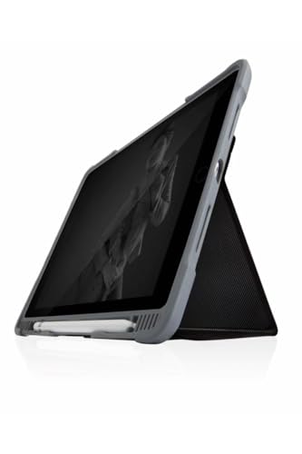 STM Bags Dux Plus Duo Case für Apple iPad Air (2019)/iPad Pro 10, 5" (2017) - Schwarz/Transparent [Militär Standard i Apple Pencil/ Logitech Crayon Fach i Wasserabweisend i Standfunktion i Wake/Sleep] von STM