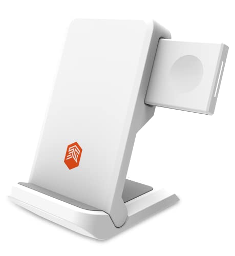 STM ChargeTree Go – tragbare 3-in-1 kabellose Ladestation für iPhone/Samsung/Android (15W/7.5W), AirPods (5W), Apple Watch (3W) – Qi-zertifizierter Ladeständer – Weiß (stm-931-32) 2Z-01 von STM
