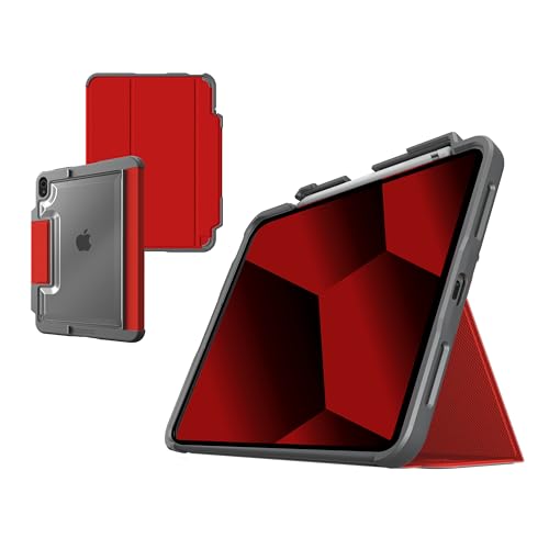 STM Dux Plus Schutzhülle kompatibel mit Apple iPad 10.9" 10. Generation (2022) Rot (Militär Standard, Apple Pencil Fach, Standfunktion, Wake/Sleep Unterstützung) von STM